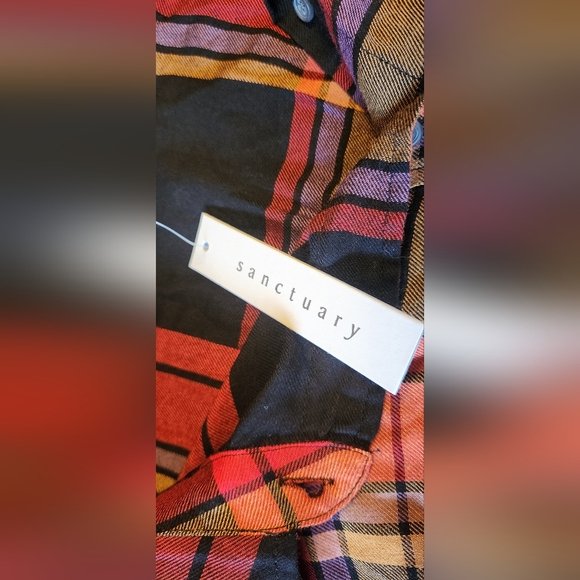 Sanctuary Women's Multicolor Plaid Collared The Cabin Button Up Shirt Size M - Picture 10 of 15